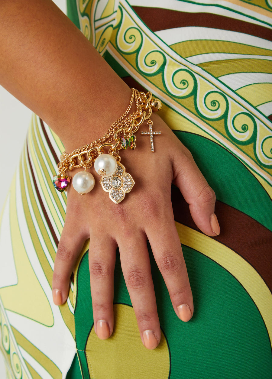 Layered Gold Tone Charm Bracelet