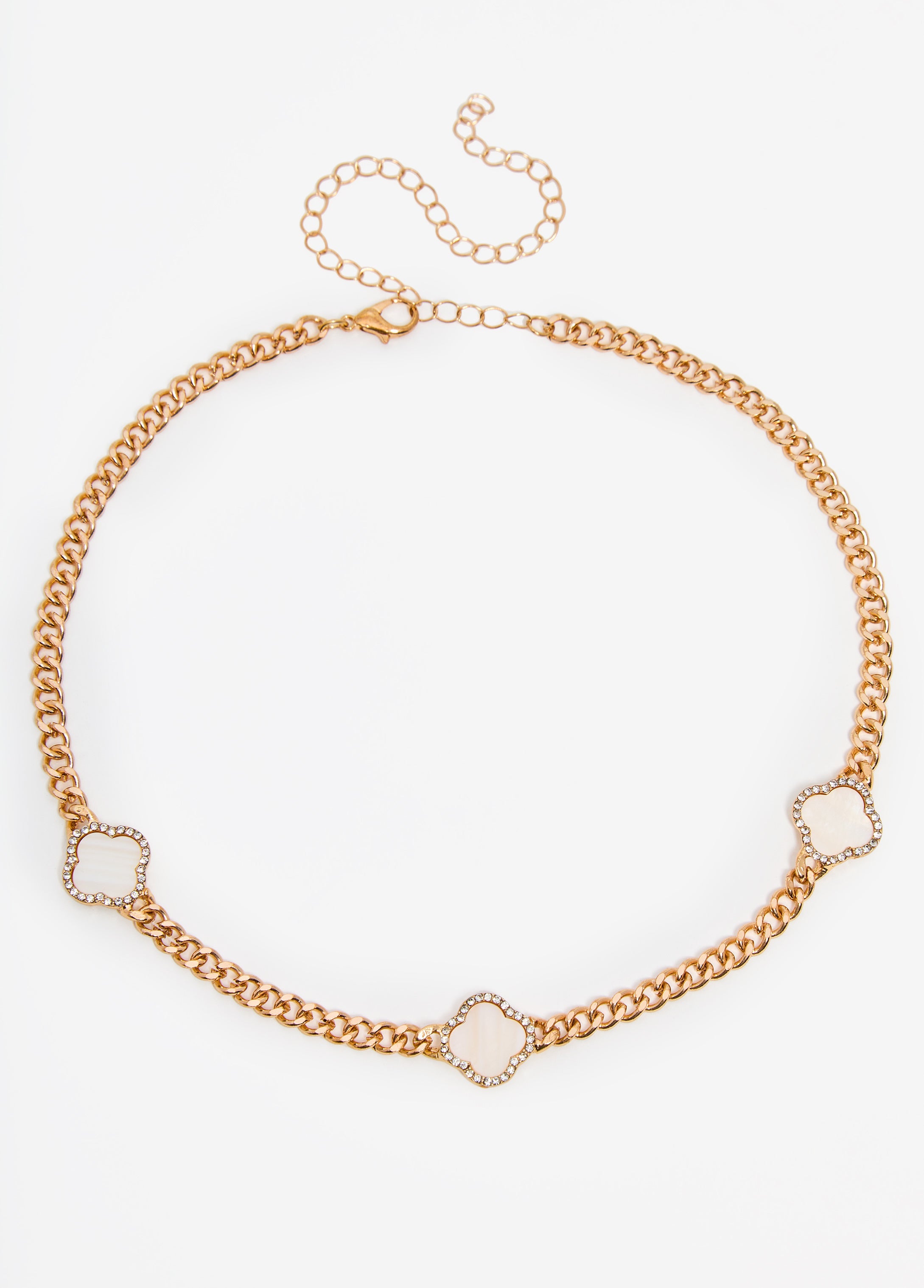 Gold Tone Clover Necklace Set