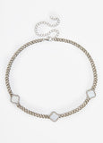 Silver Tone Clover Necklace Set