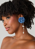 Denim Flower Earrings