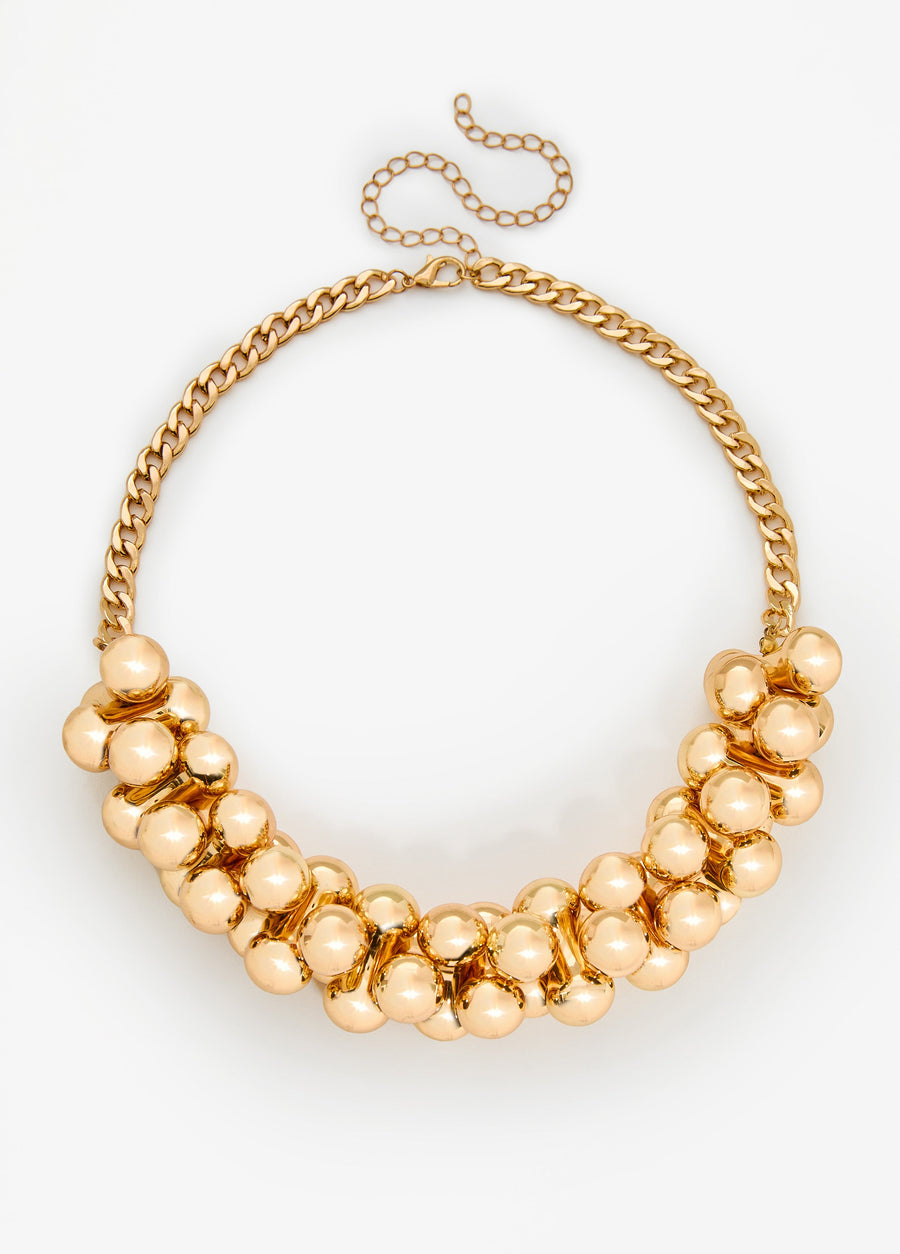Beaded Gold Tone Necklace Set