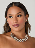 Beaded Silver Tone Necklace Set