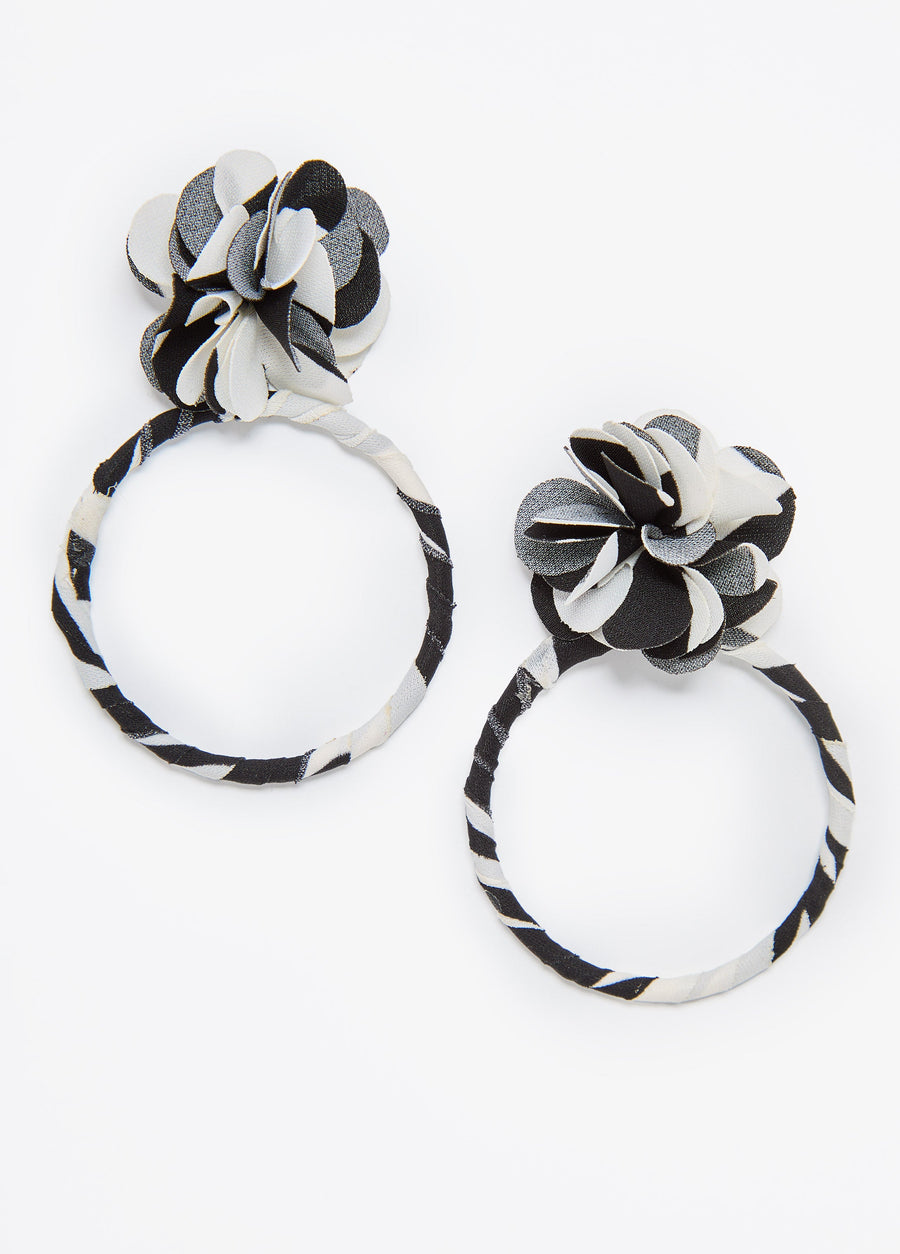 Printed Flower Hoop Earrings