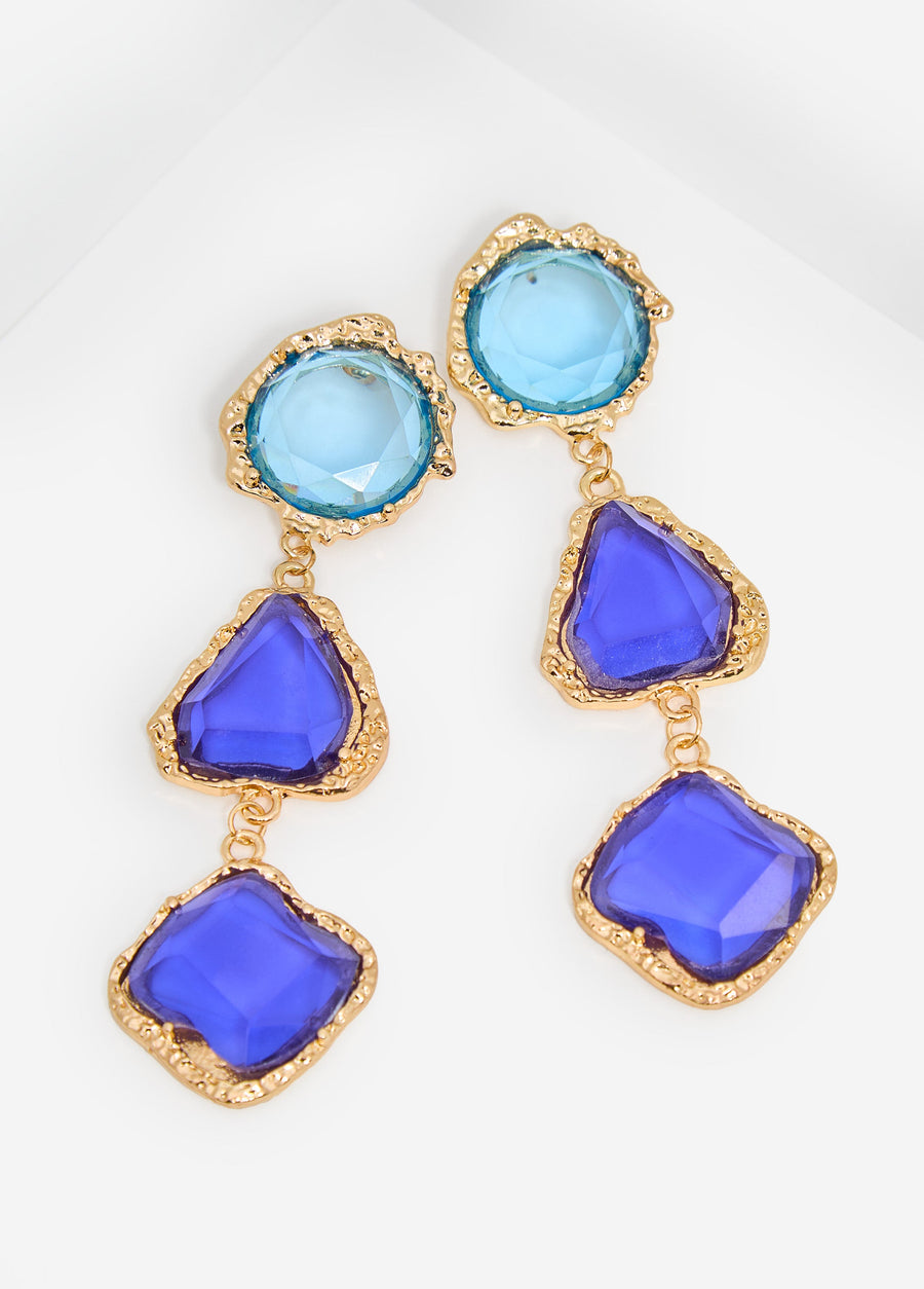 Two Tone Glass Hammered Earrings