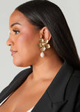 Textured Gold Tone Flower Earrings