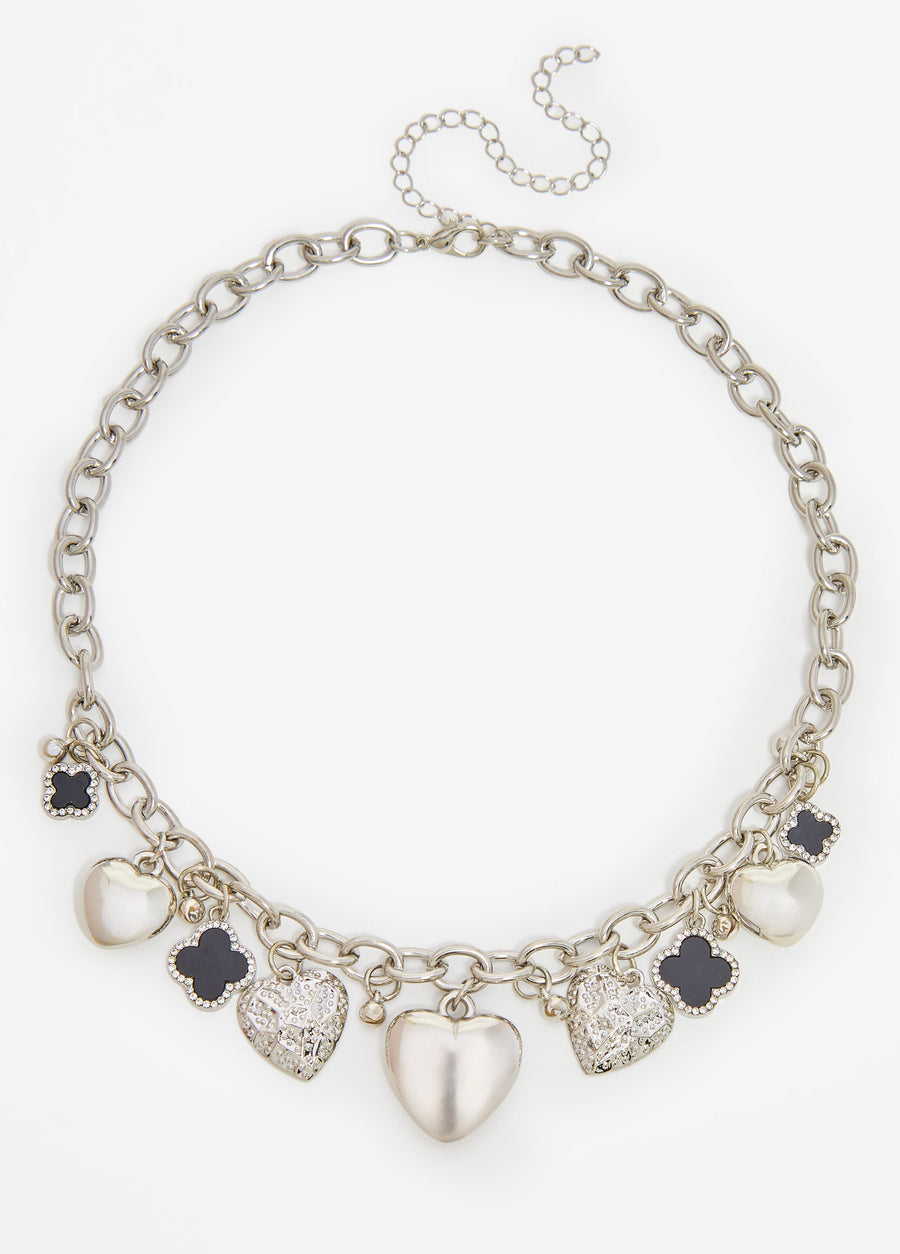 Clover And Hearts Necklace Set