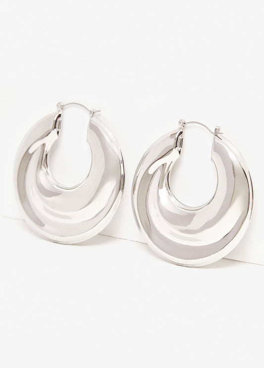 Statement jewelry puff trend silver hoop earrings fashion jewelry