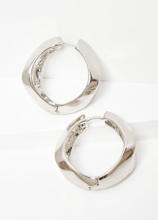 Twisted Silver Tone Hoop Earrings
