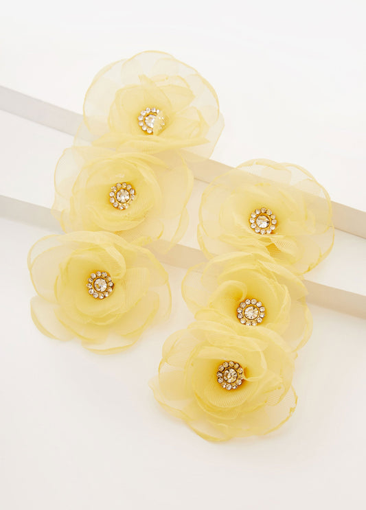 Chiffon Petal And Crystal Earrings