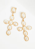 Pearl Cross Earrings