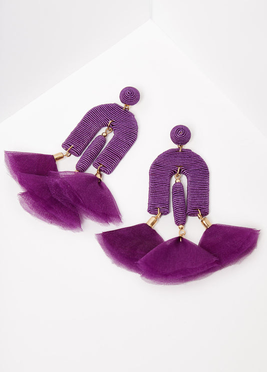 Flower And Wrapped Arch Earrings