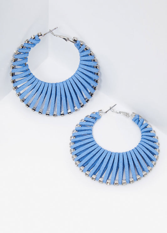 Trendy Suede Wrapped Hoop Earrings Fashion Jewelry
