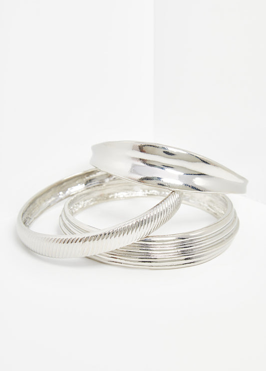 Silver Tone Bangle Set