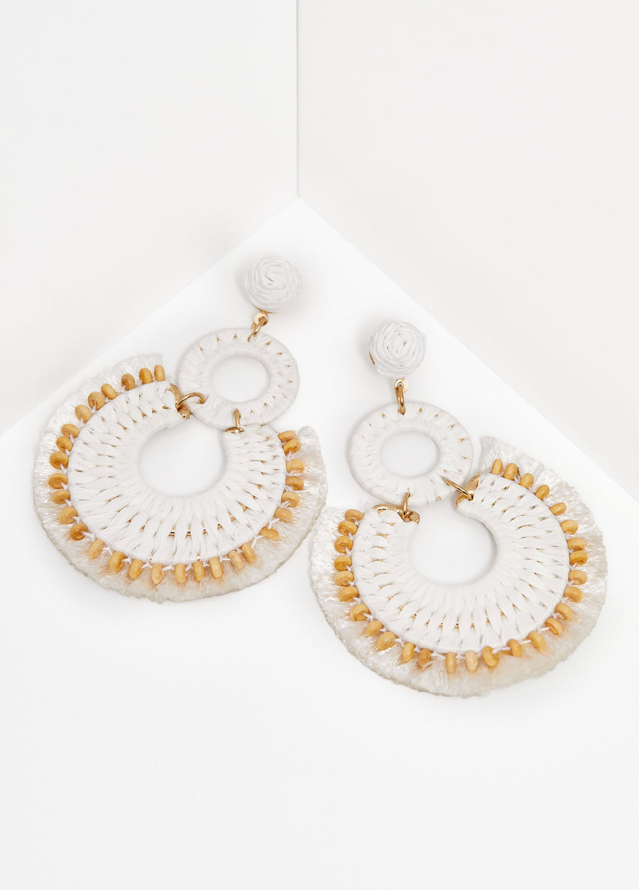 Beaded Raffia Earrings