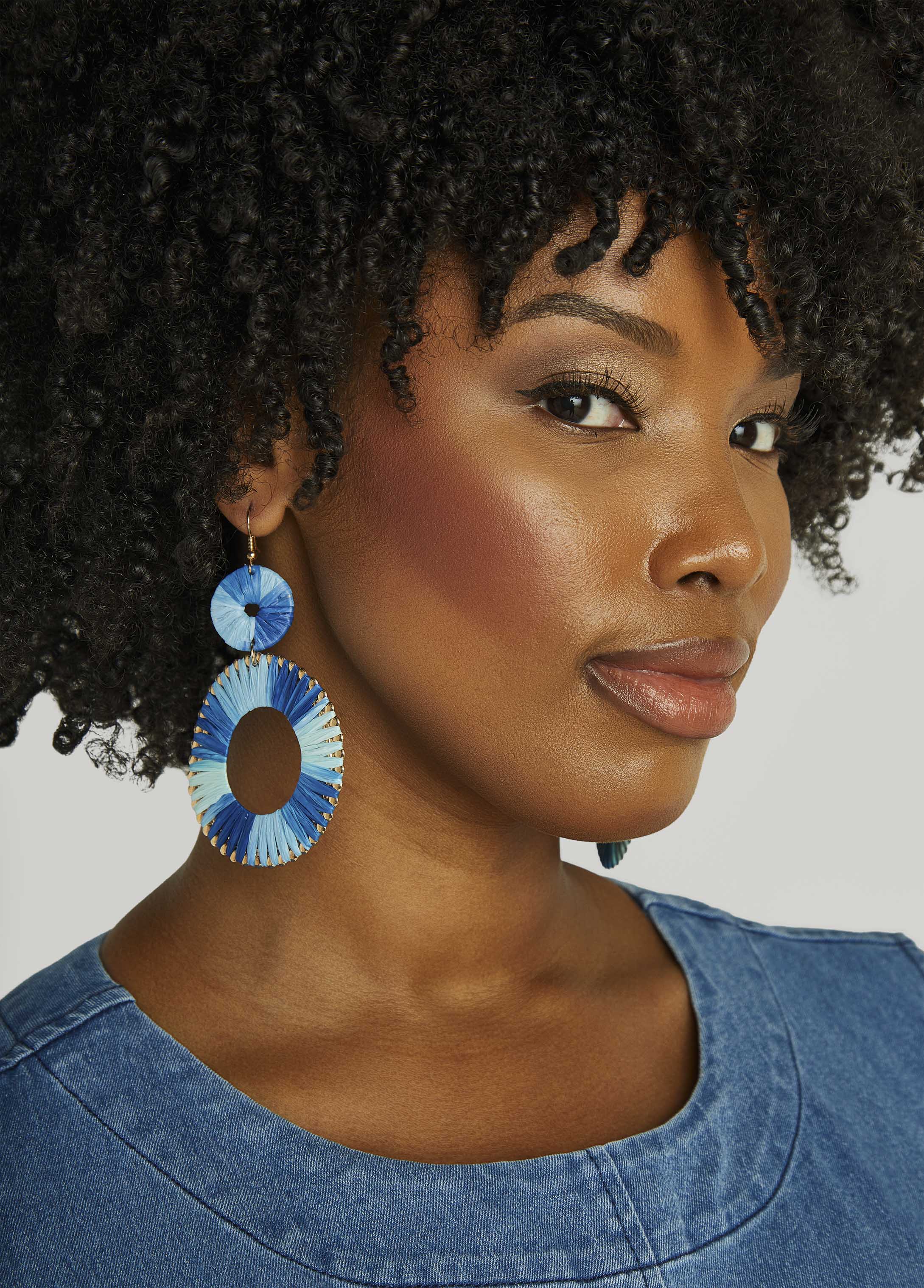Ombre Raffia Wrapped Ring Earrings