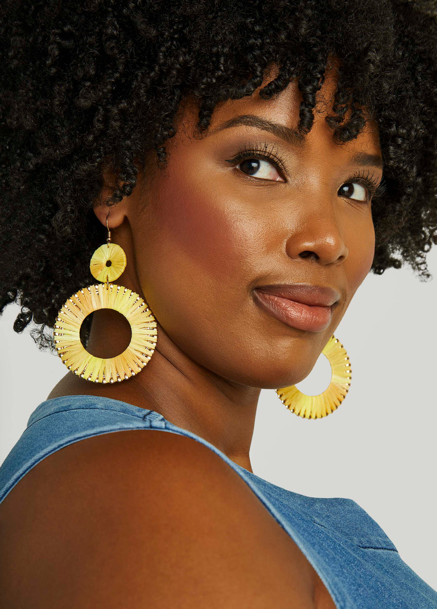 Ombre Raffia Wrapped Earrings