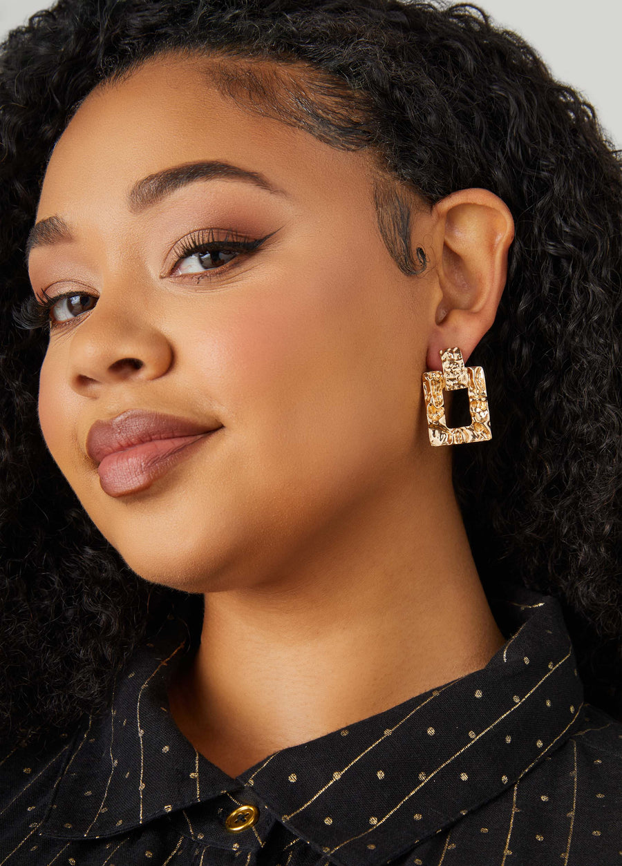 Hammered Gold Tone Earrings