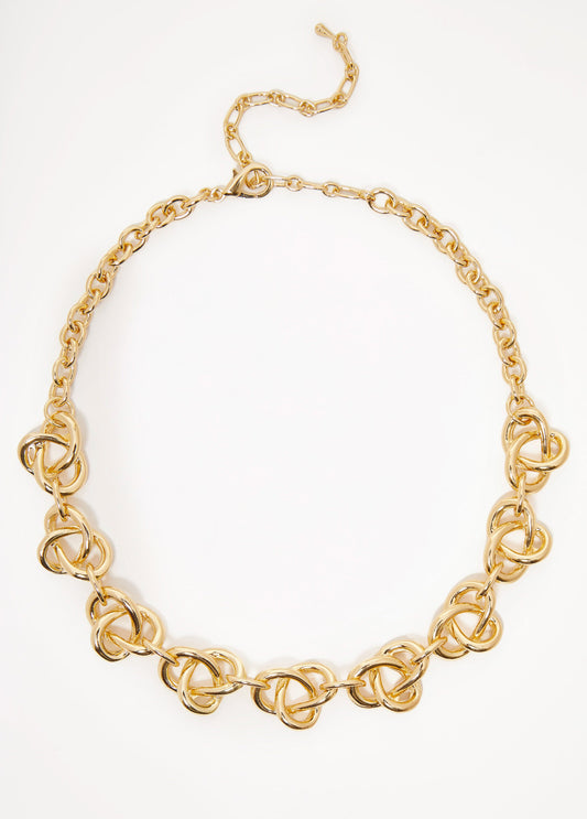 Knotted Gold Tone Necklace