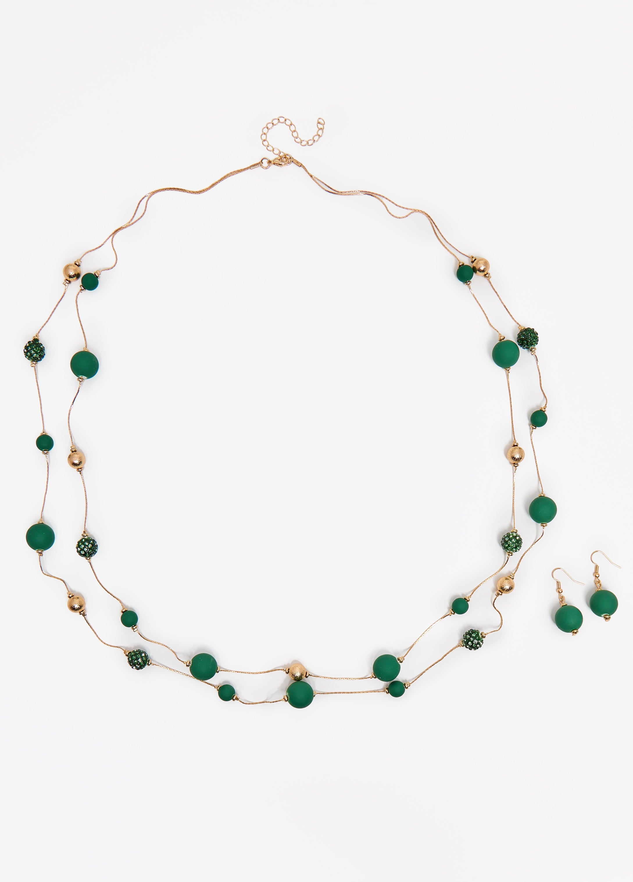 Plus Size Beaded Necklace And Earrings Set