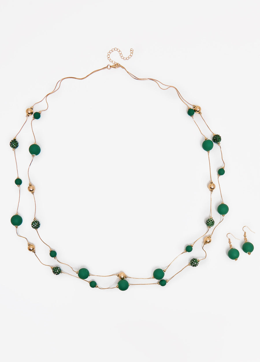 Plus Size Beaded Necklace And Earrings Set