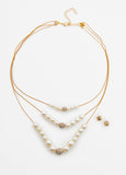 Crystal And Faux Pearl Necklace Set
