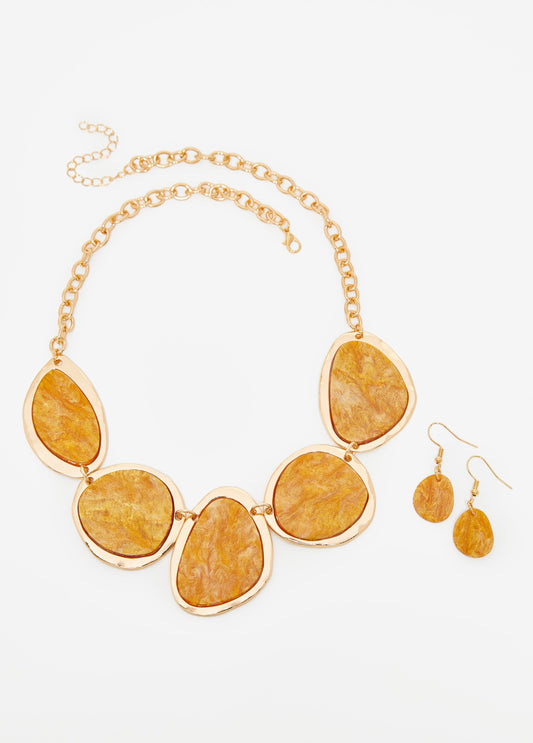 Glittered Stone Necklace Set