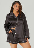 3 Piece Satin Pajama Shorts Set
