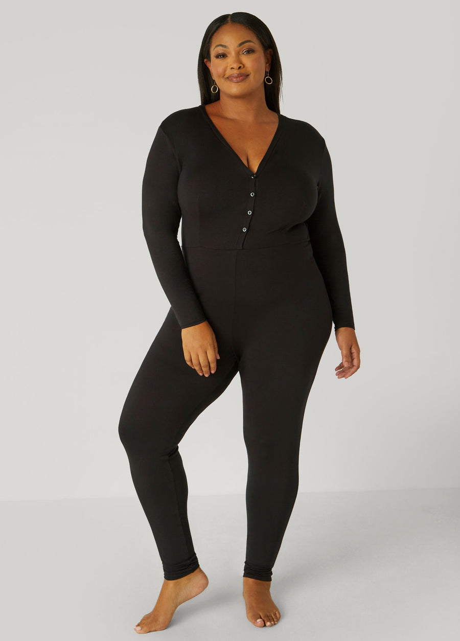 Plus Size Jersey Pajama Jumpsuit