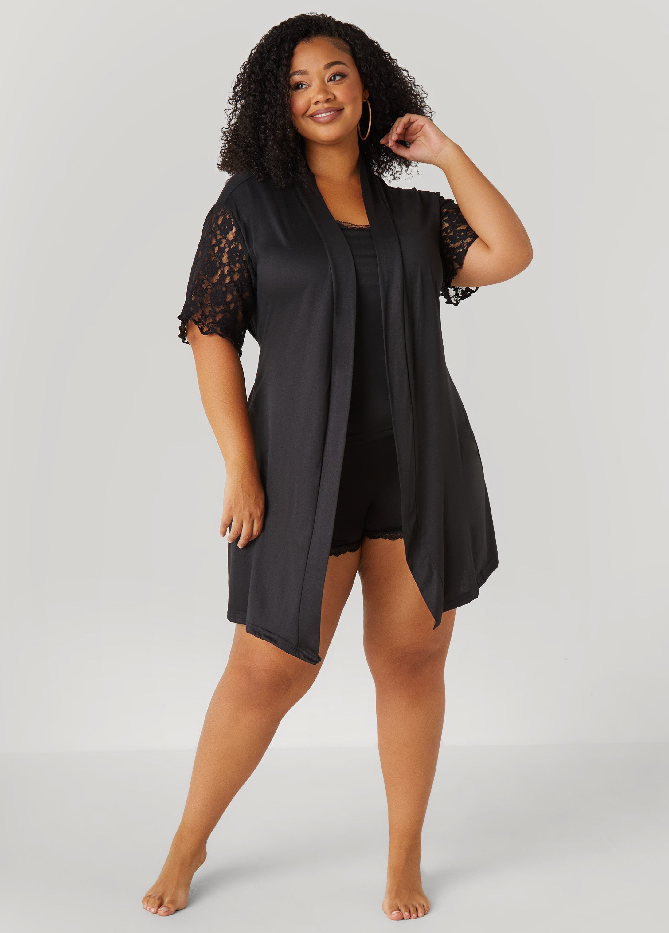 Plus Size Love To Sleep Lace Paneled 3 Pc Set