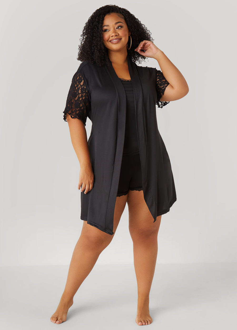 Plus Size Love To Sleep Lace Paneled 3 Pc Set