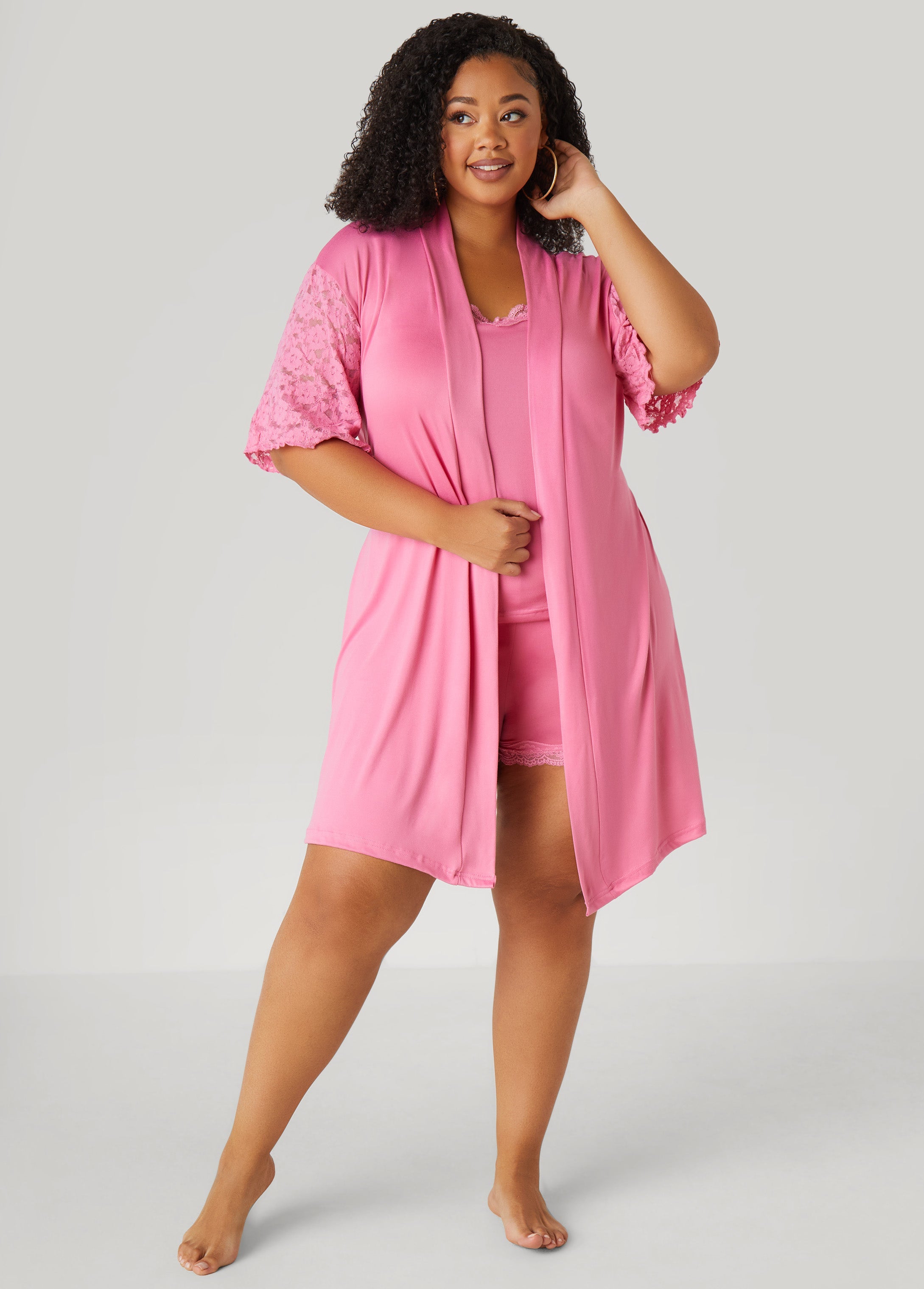 Plus Size Love To Sleep 3 Pc Lace Paneled Set