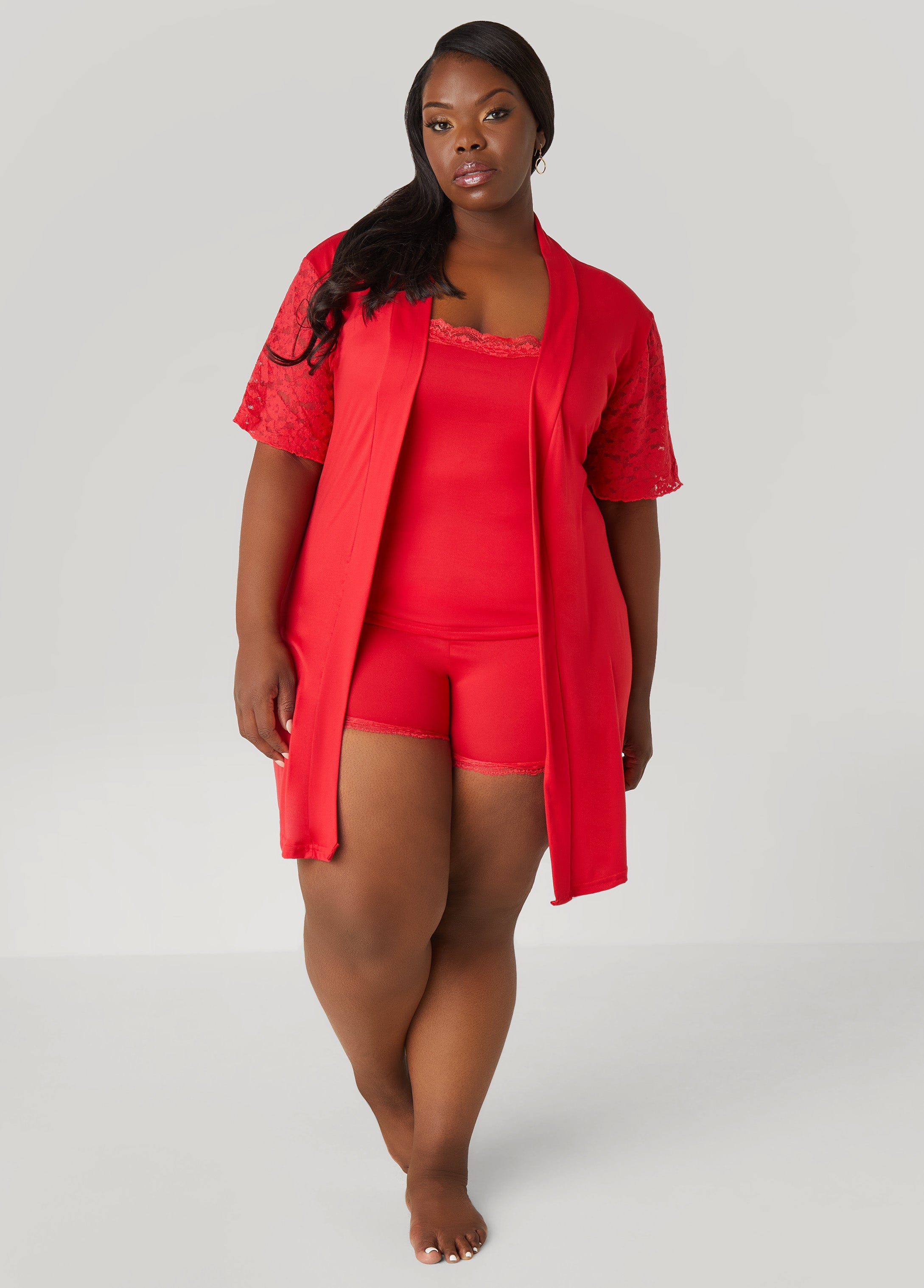 Plus Size Love To Sleep Lace Trimmed 3 Pc Set