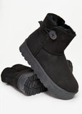 Button Faux Suede Ankle Boots