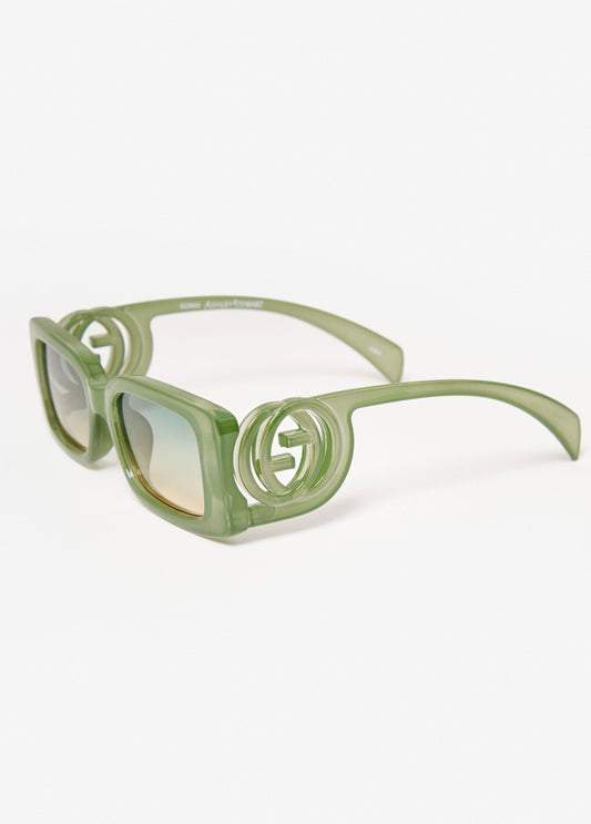 Rectangle Swirl Detail Sunglasses