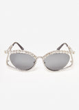 Trendy Accessories Cutout Cat Eye Crystal Tinted Sunglasses