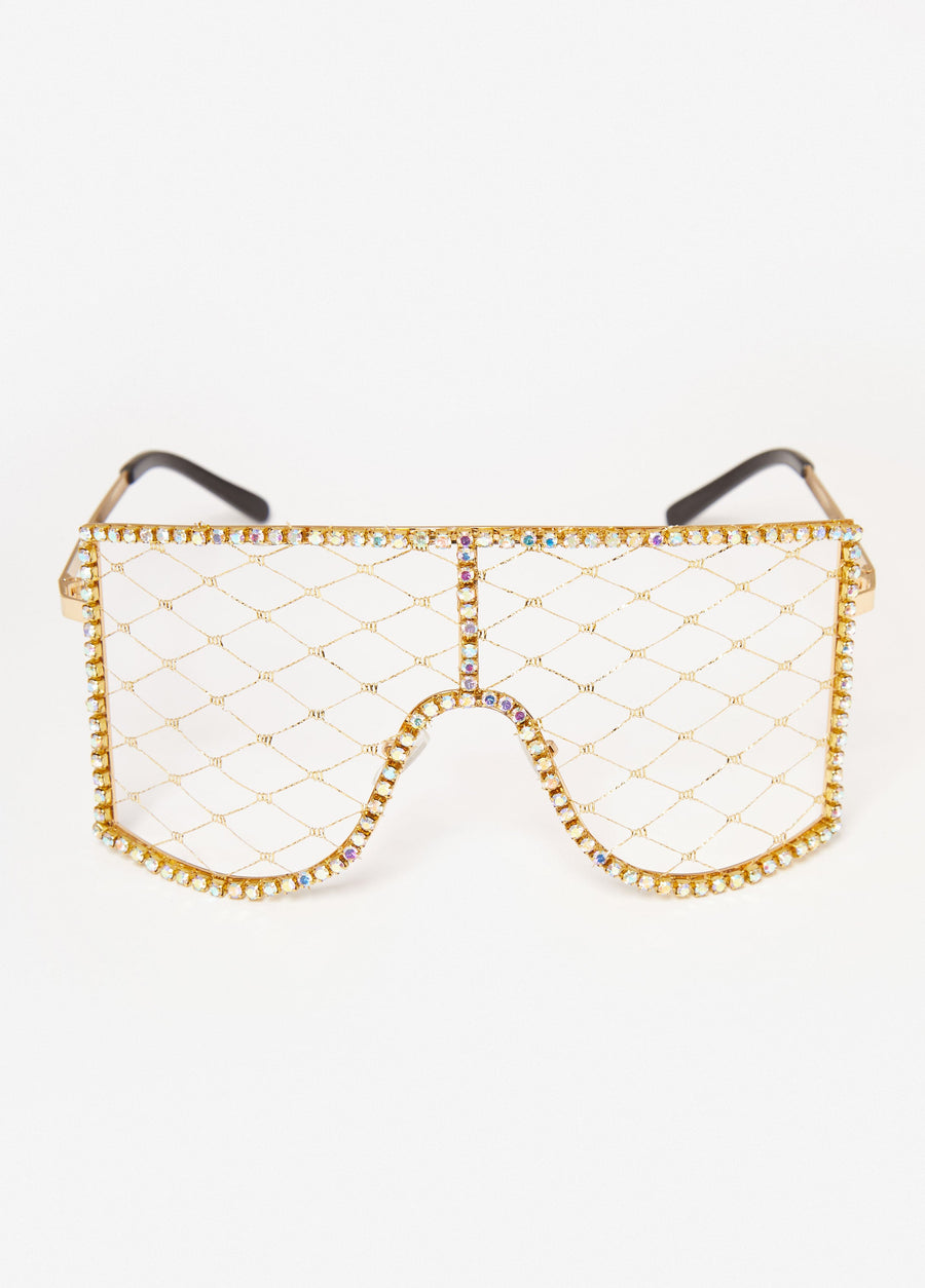 Trendy Caged Shield Sunglasses Affordable Women Glasses
