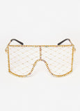 Trendy Caged Shield Sunglasses Affordable Women Glasses