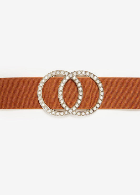 Faux Pearl Circle Stretch Belt