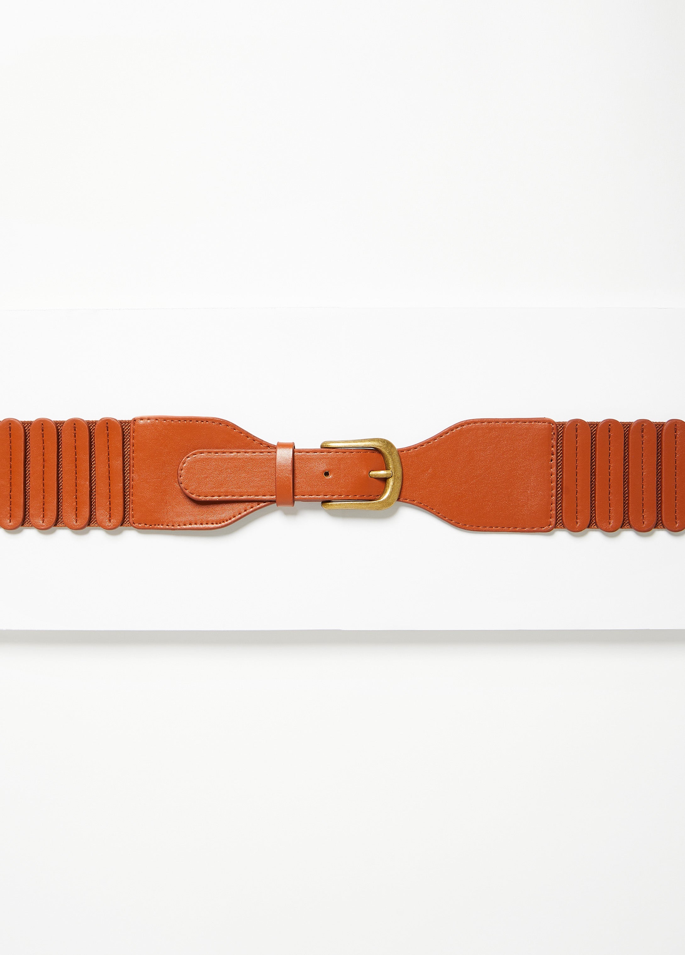 Scalloped Faux Leather Stretch Belt