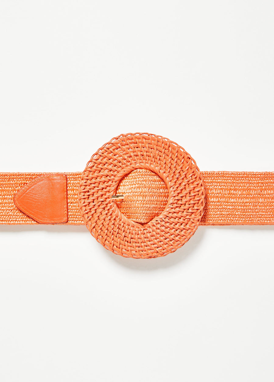 Raffia Buckle Stretch Belt