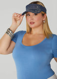 Crystal Embellished Denim Visor