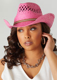 Crystal Trimmed Straw Cowboy Hat