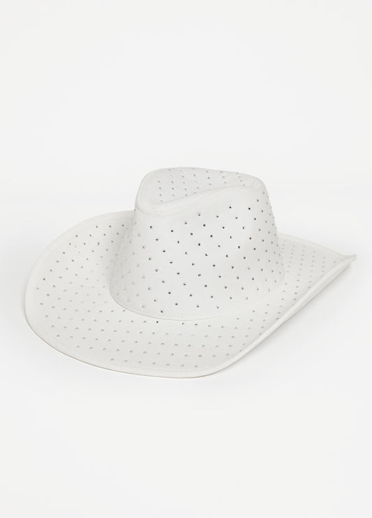 Trendy Crystal Cowboy Hat White Denim Trend Fashion Cowgirl Fashion