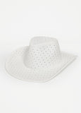 Trendy Crystal Cowboy Hat White Denim Trend Fashion Cowgirl Fashion
