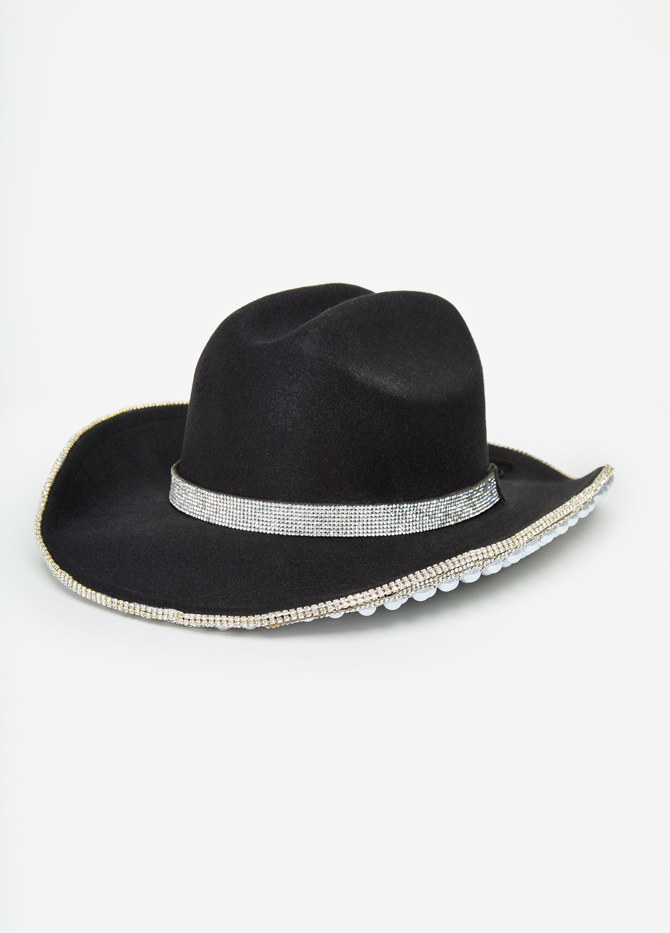 Faux Pearl And Crystal Cowboy Hat