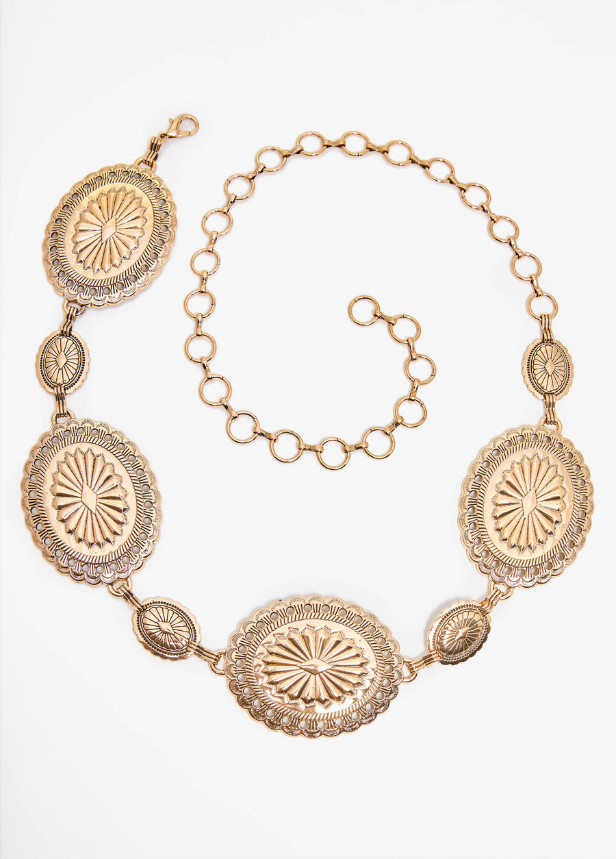 Gold Tone Medallion Chain Belt