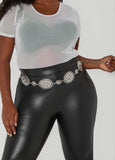 Plus Size Silver Tone Medallion Chain Belt