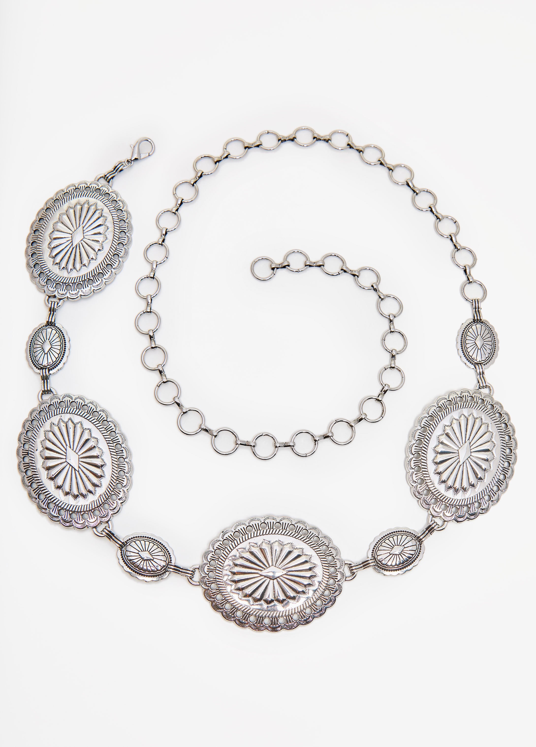 Silver Tone Medallion Chain Belt