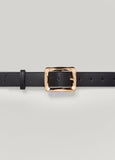 Gold Buckle Faux Leather Belt