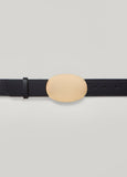 Plus Size Oval Buckle Faux Leather Belt